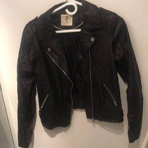 Grease Lightning ⚡️ Super Cool Badass Faux Leather Jacket H&M With Zippers SZ S